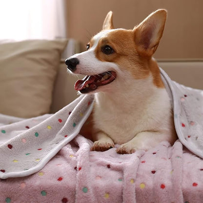 Luciphia 1 Pack 3 Blankets Super Soft Cute Dot Pattern Pet Blanket Flannel Throw - Image 6