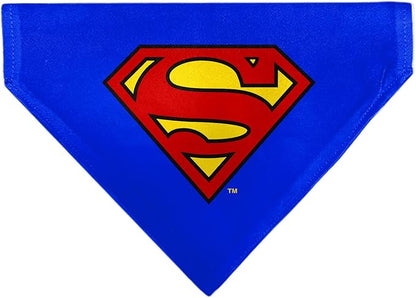 DC Comics Pet Bandana Superman Shield Logo Blue Red Yellow Slip On Collar by Buckle-Down