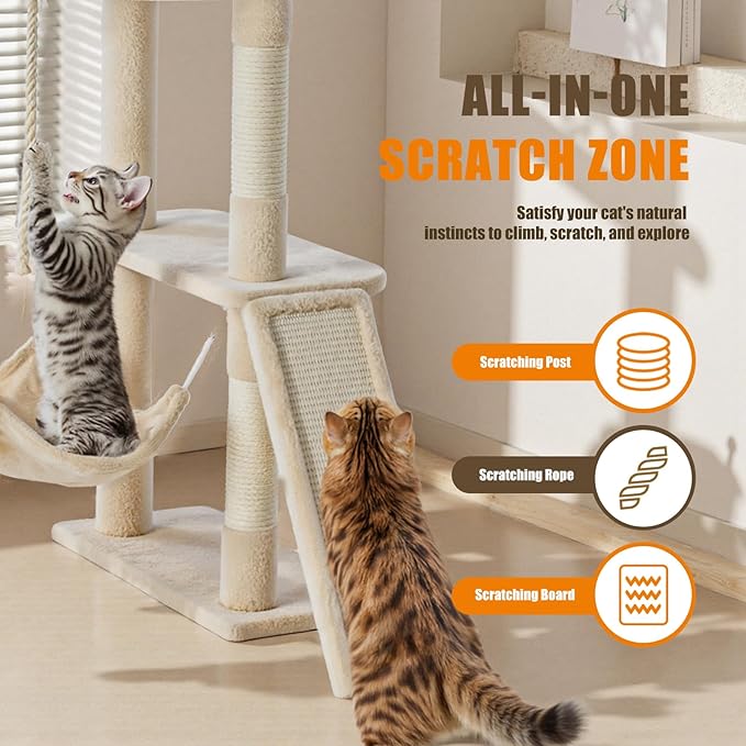 Sweetcrispy 63 inch Cat Tree Tower, Large Multi Level Cat Climbing Tower - Image 3