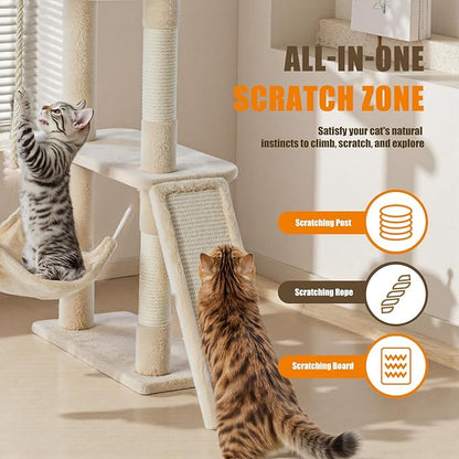 Sweetcrispy 63 inch Cat Tree Tower, Large Multi Level Cat Climbing Tower - Image 3