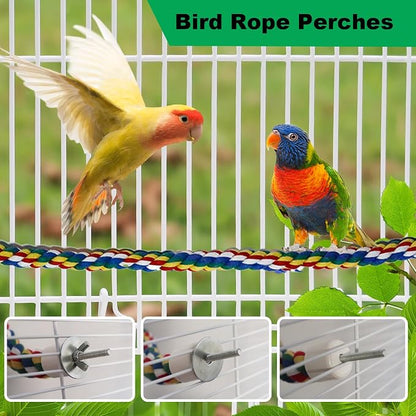 24 Inch Bird Perch Rope with 360° Free Rotating Stand, 0.8 Inch Diameter - Image 6