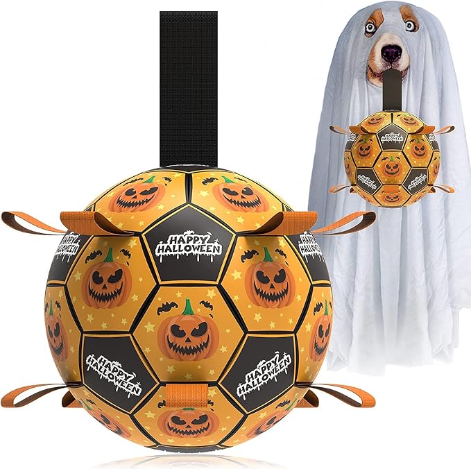 QDAN Halloween Dog Toys, Soccer Balls, Interactive Pet Toys, Puppy Dogs by QDAN