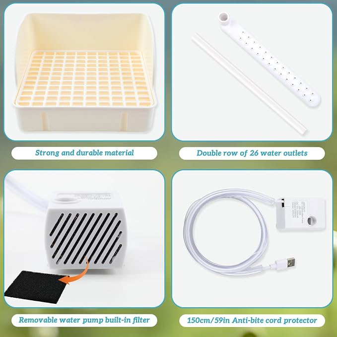 Automatic Bird Bath with Pump, Parrot Bathtub with Anti-Bite Cord Protector - Image 4