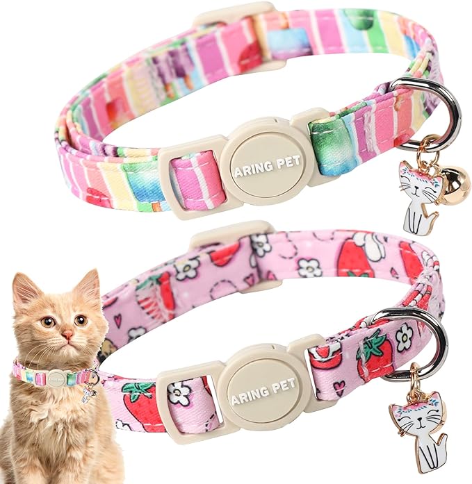 ARING PET 2 Pack Cat Collars-Cute Breakaway Cat Collar by ARINGPET