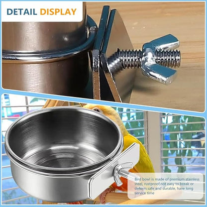 2Pcs Stainless Steel Bird Feeding Bowls, Small Bird Feeding Cup, Stainless - Image 3