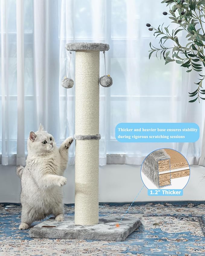 Kilodor 34Inch Tall Cat Scratching Post, 4.3Inch Diameter Large Sisal Cat - Image 6