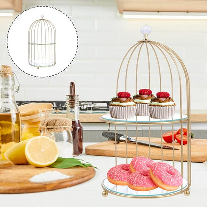 DOITOOL Gold Metal Cupcake Stand Bird Cage Dessert Stand, 2 Tier Dessert - Image 8