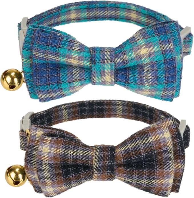 2 Pack Soft Cotton Cat Collars by Ewinoom