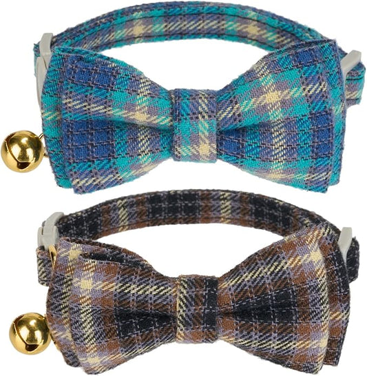 2 Pack Soft Cotton Cat Collars by Ewinoom