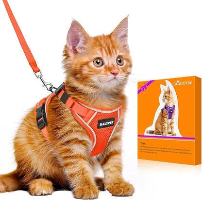 Halypet Cat Harness and Leash Set Escape Proof Adjustable Cat Leash Comfortable by DOMoreWithYourPet