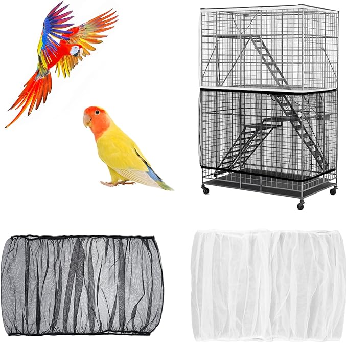 2PCS Bird Cage Seed Catcher, Nylon Adjustable Elastic Bird Cage Net Cover Skirt by Unknown