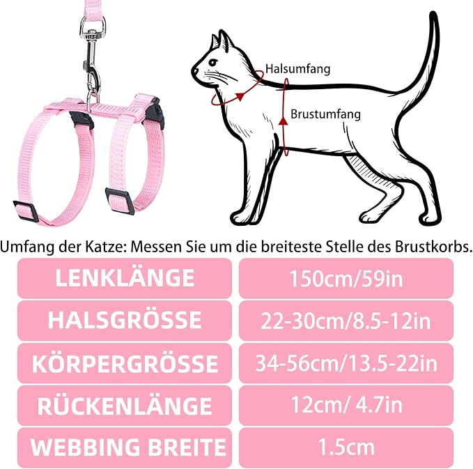 PUPTECK Adjustable Cat Harness and Leash Set Escape Proof Kitten Strap Collar - Image 2