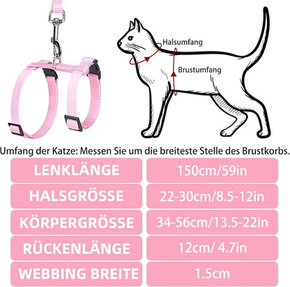 PUPTECK Adjustable Cat Harness and Leash Set Escape Proof Kitten Strap Collar - Image 2