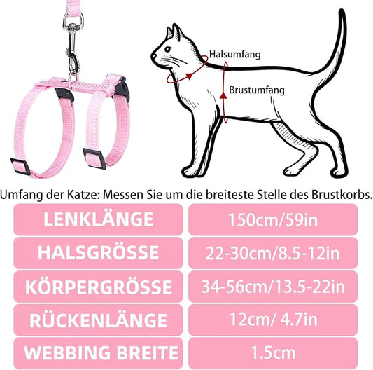 PUPTECK Adjustable Cat Harness and Leash Set Escape Proof Kitten Strap Collar - Image 2
