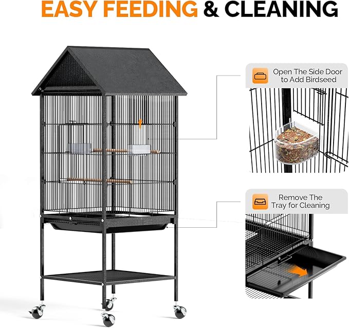VINGLI Bird Cage with Rolling Stand - Image 5