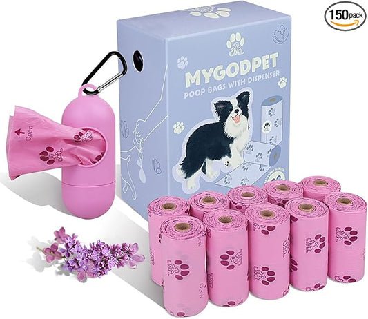 Dog Poop Bags Rolls with Dispenser 150 Count Biodegradable Bags by MYGODPET