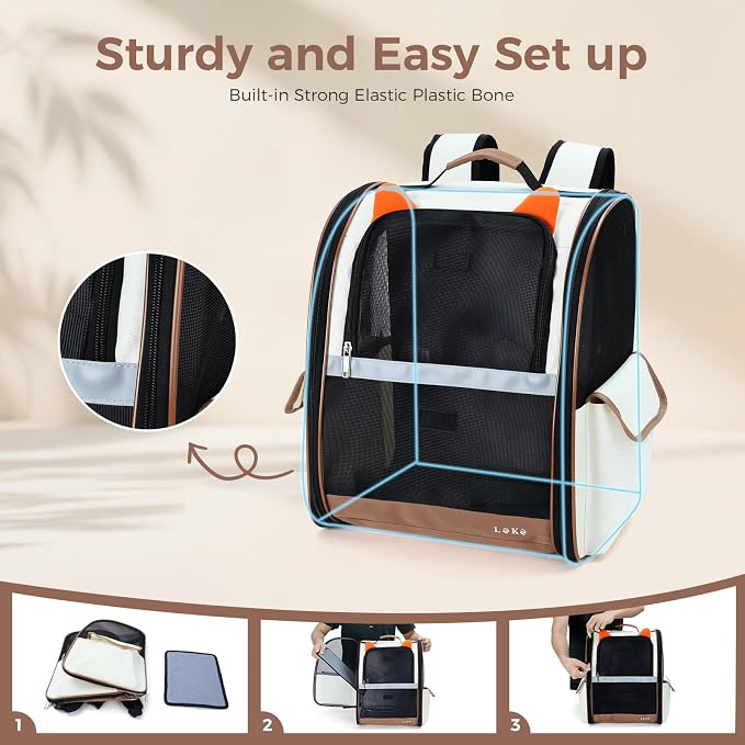 Lekereise Ventilated Dog Backpack Carriers, Cat Carrier Backpacks - Image 6