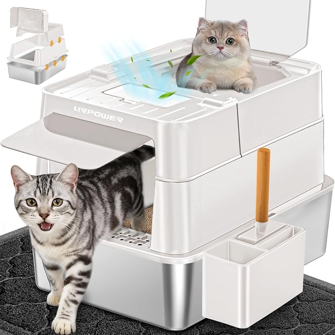 URPOWER Stainless Steel Cat Litter Box by URPOWER