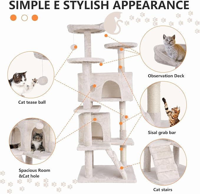 Cat Tree for Indoor Cats, Space Saving Cat Activity Center, Durable Pet Play - Image 3