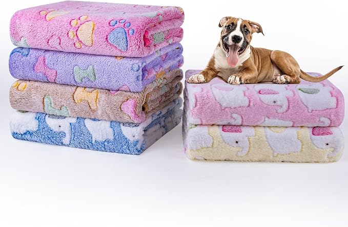 Dono 1 Pack 6 Dog Blankets, Soft Fluffy Fleece Pet Blanket Warm Sleep Mat Paw by Dono
