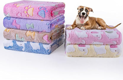 Dono 1 Pack 6 Dog Blankets, Soft Fluffy Fleece Pet Blanket Warm Sleep Mat Paw by Dono