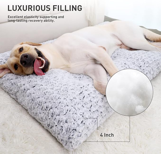 KSIIA Washable Dog Bed Deluxe Plush Dog Crate Beds Comfy Kennel Pad Anti-Slip - Image 2