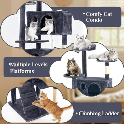 DUMOS 80-inch Indoor Cat Tree Tower –Multi-Level Pet House - Image 4