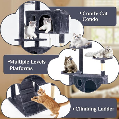 DUMOS 70-inch Indoor Cat Tree Tower –Multi-Level Pet House - Image 4