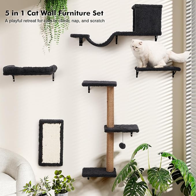 5-in-1 Cat Wall Shelves, Perch & Lounge - Image 9