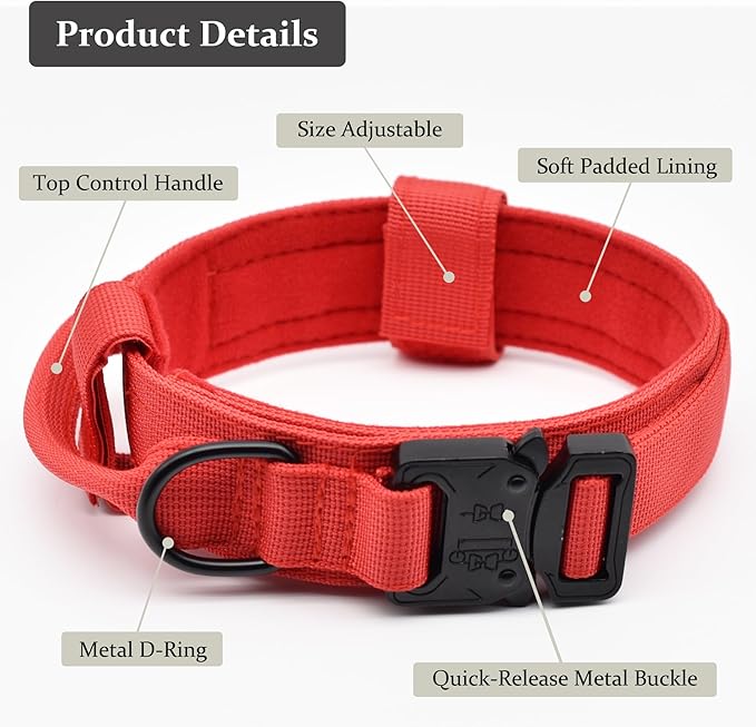 Tactical Dog Collar, Adjustable Military Training Nylon Dog Collar - Image 2