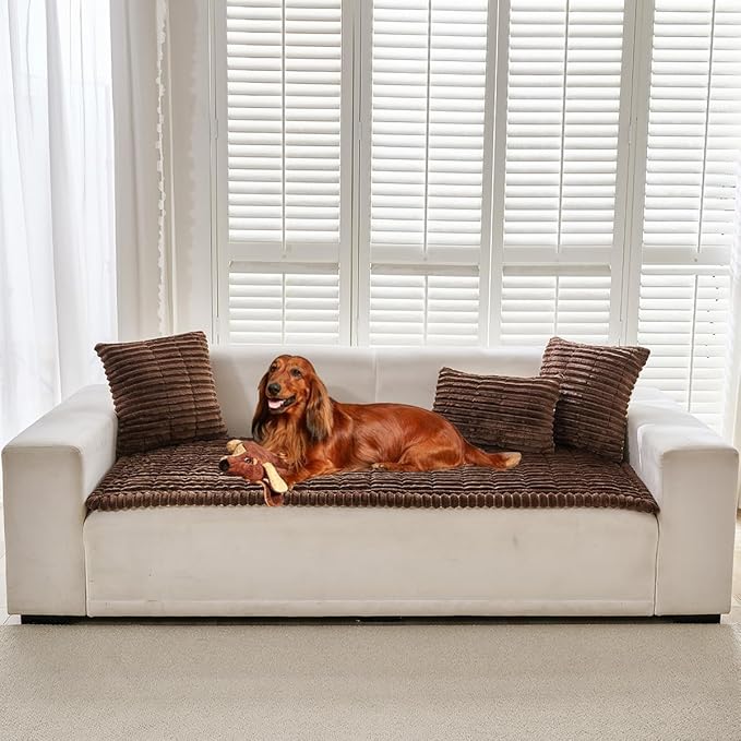 Sofa Cover Fuzzy Couch Cover for Pet, Couch Covers for Dogs Washable Non-Slip by Mitid