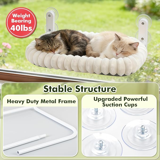 2PC Cat Window Perch with Bolster Foldable Cat Hammock Cushion Bed - Image 6