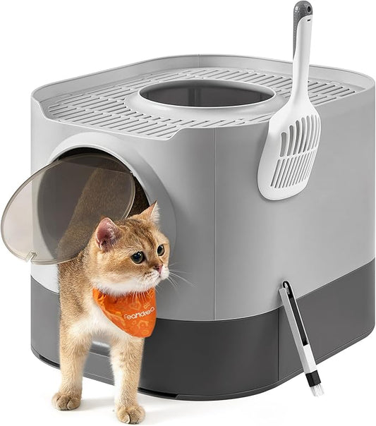 Feandrea Cat Litter Box with Lid, XL Enclosed Litter Box with Slide-Out Tray by FeandreabySONGMICSHOME