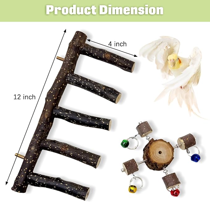 BNOSDM Natural Wood Bird Ladder Perch - Image 5