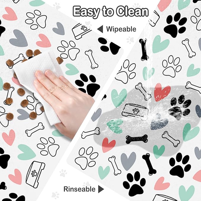Dog Food Mat for Pet Cat Food Mat, Paws Absorbent Quick Dry Dog Bowl Mats for - Image 7