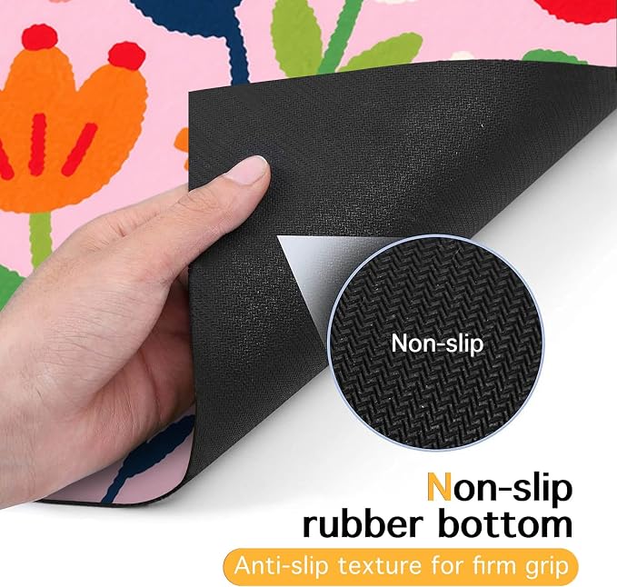 Pet Feedings Mats 20x12 inch Floral Print Pet Bowl Placemat Non Slip Mat - Image 7