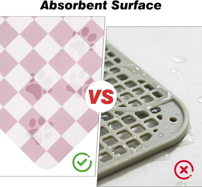 Checkered Dog Food Mat, Absorbent Leak-Proof Pet Feeding Mat, Quick Dry Cat - Image 9