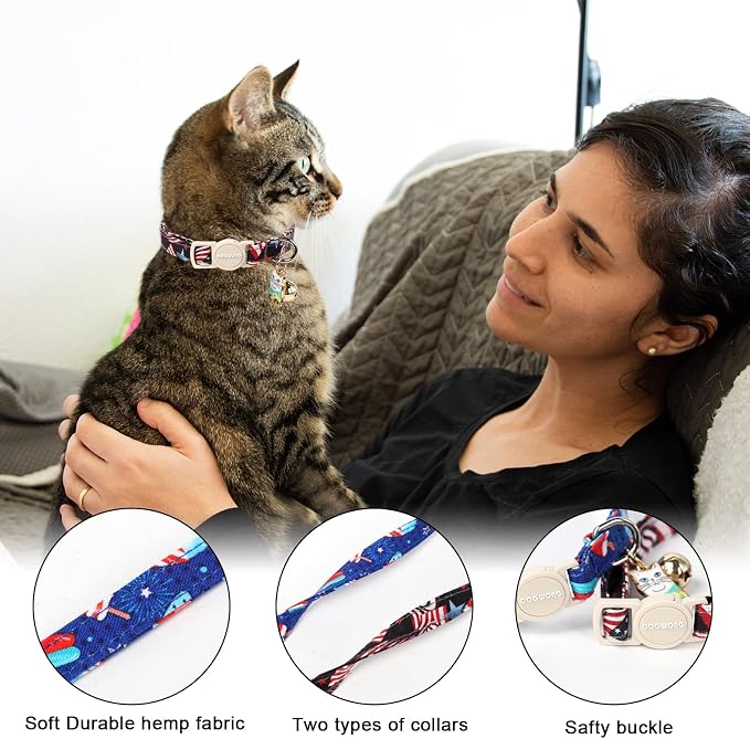 Cat Collar, 2 Pack 4th og July Cat Collars Breakaway - Image 2