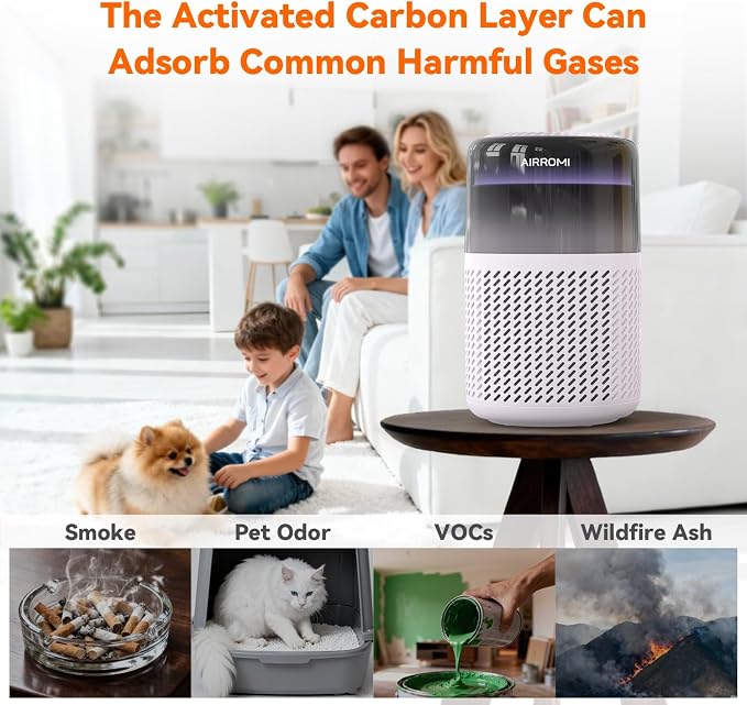 AIRROMI HEPA Air Purifier for Bedroom&Home, Pet Air Purifier for Home Pets - Image 5