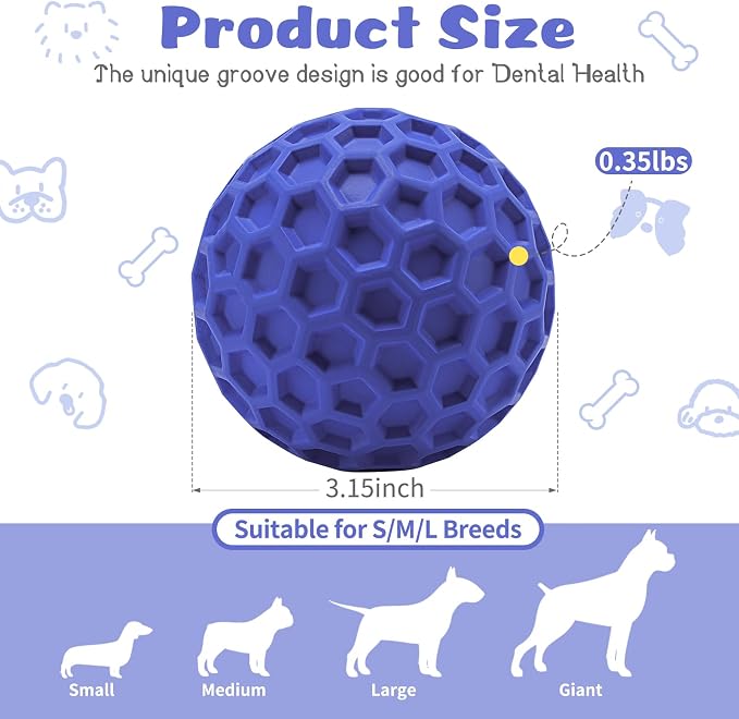 HIPPIH Indestructible Squeaky Dog Toys, Interactive Dog Balls 2 Pack, Chew Toys - Image 2