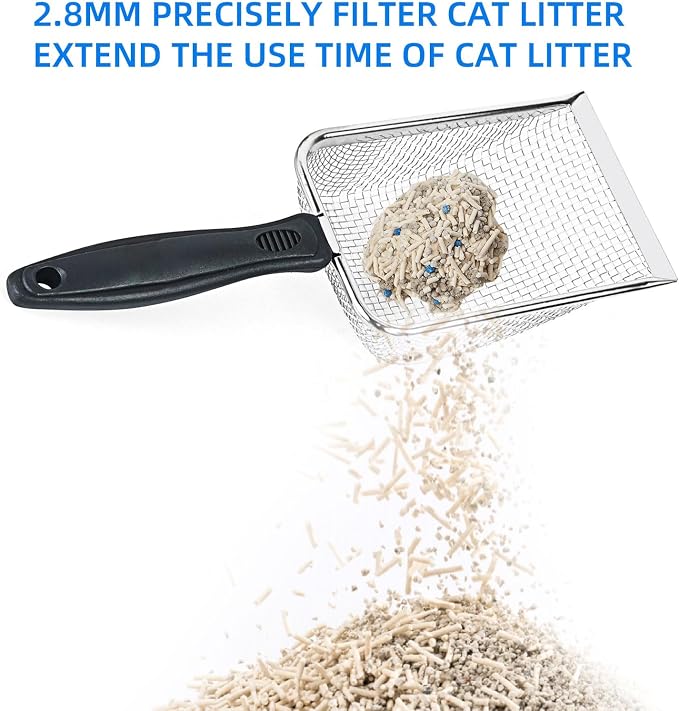 Cat Litter Scoop, Stainless Steel Mesh Scoop Away Cat Litter, Kitty Litter - Image 2