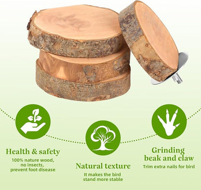 4PCS Natural Wood Round Bird Perch Platform - Image 4