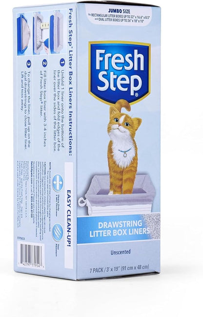 Fresh Step Jumbo Drawstring Cat Litter Box Liners, Unscented Heavy Duty Kitty - Image 3