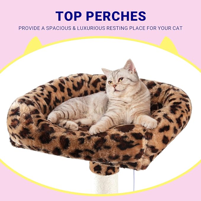 Allewie 73in Fan-Shaped Space-Saving Corner Cat Tower/Multi-Level Tall Cat Tree - Image 4