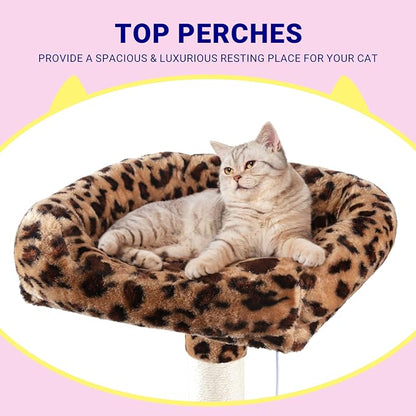 Allewie 73in Fan-Shaped Space-Saving Corner Cat Tower/Multi-Level Tall Cat Tree - Image 4