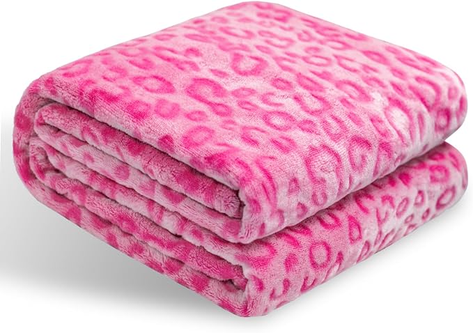 Bnuitland Pink Leopard Print Flannel Throw Blanket, 300 GSM Double Sided Fuzzy - Image 7