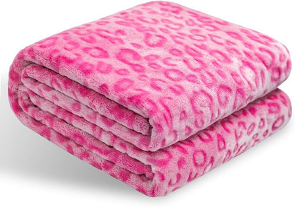 Bnuitland Pink Leopard Print Flannel Throw Blanket, 300 GSM Double Sided Fuzzy - Image 7