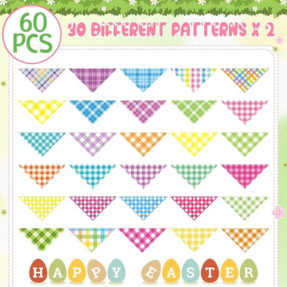 Sweetude 60 Pcs Easter Plaid Dog Bandanas Bulk Easter Pet Scarf Bibs Adjustable - Image 2