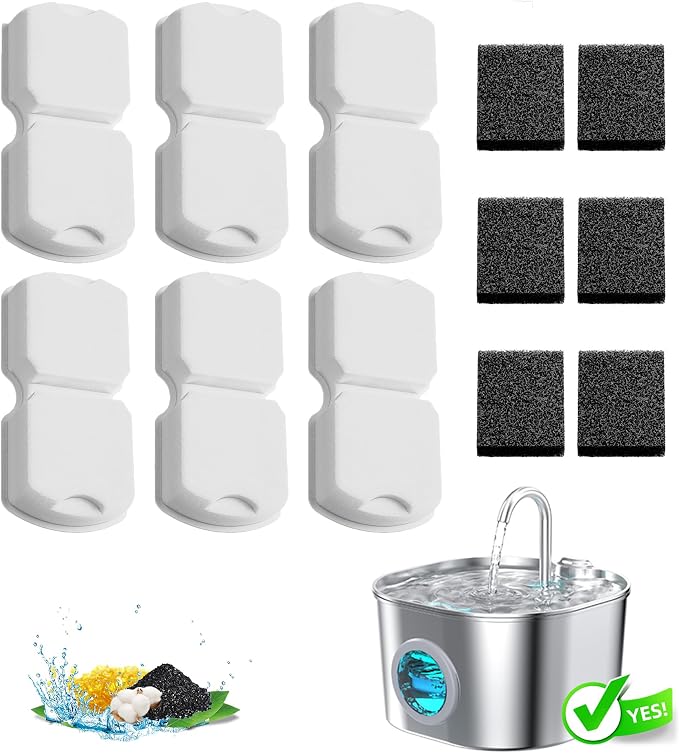 Cat Water Fountain Filter Replacement: 6Pack Pet Fountain Filters of 6 Carbon by HOOISE