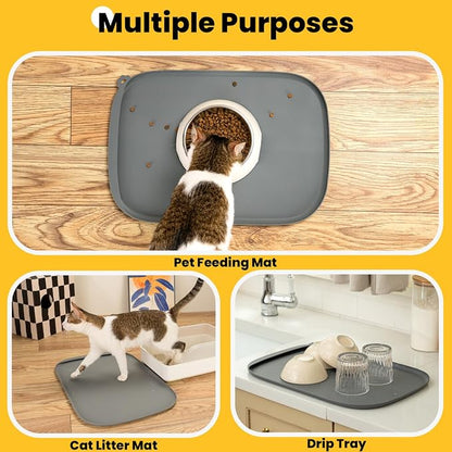 Silicone Dog Food Mat with Side Pocket & Hook Hole, Soft Raised Edges, Easy - Image 8